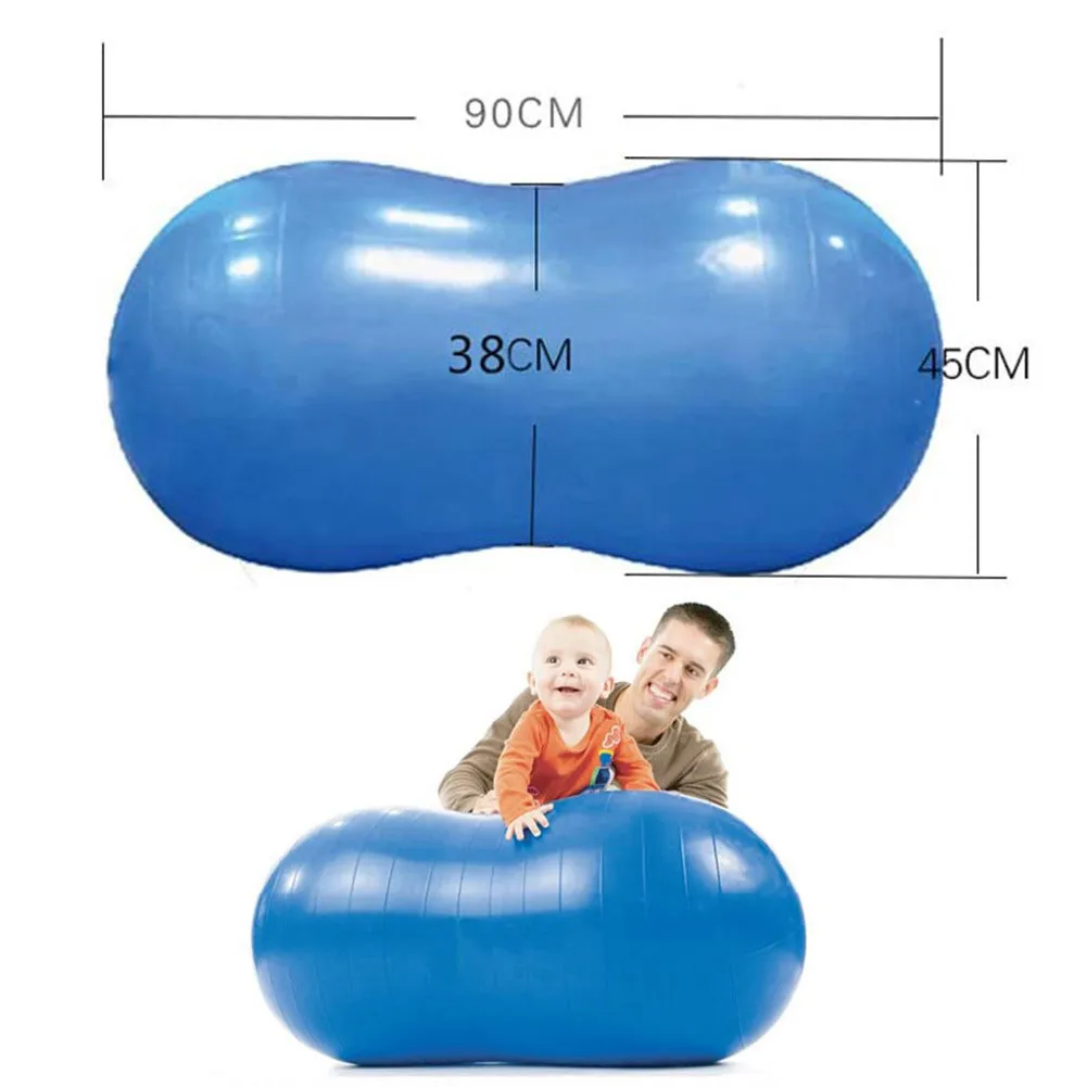 Pilates Yoga Ball Iatable Peanut Exercise Ball Blow Up Thick Balance With Manual Pump For Yoga Fitness Physical Therapy