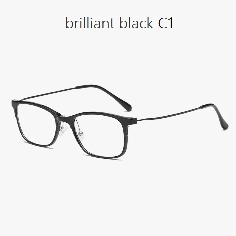 Bright black C1 Большие очки с эффектом памяти, металлические женские очки, анти синий луч, телефон, игры, офисные компьютерные очки, прозрачные мужские очки в оправе, Новинка - Цвет оправы: Bright black C1