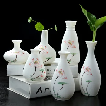 

Dehua Jade Porcelain Hand-painted Translucent Ceramic Vase Simple Indoor Tabletop Decoration Ceramic Handicraft Flower Plug