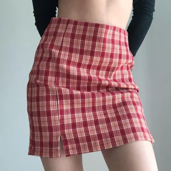 

2020NEW FASHION 8colors Summer Autumn Plaid Sexy Purple Korea Split Harajuku Clothes Skirts Womens Mini Skirt Kawaii Purple B918