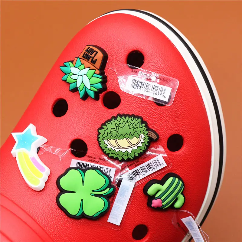 Single Sale Original Shoe Decoration Cute Cactus Clover Meteor Durian PVC Shoe Charms Accessories for Croc Buckle Jibz Kids Gift Single Sale Original Shoe Decoration Cute Cactus Clover Meteor Durian PVC Shoe Charms Accessories for Croc Buckle Jibz Kids Gift