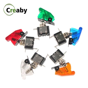 

12V 20A Auto Car Boat Truck Illuminated Led Toggle Switch With Safety Aircraft Flip Up Cover Guard Red Blue Green Yellow White