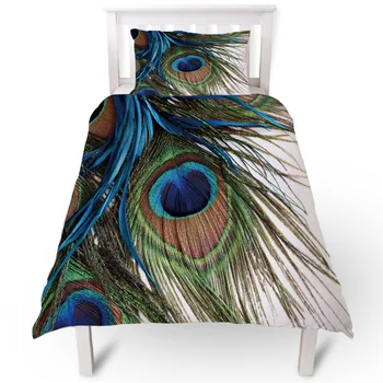 

Peacock Feather Art Duvet Cover Pillow Case Quilt Cover Set Bedclothes Single Bedding Sets For Bed