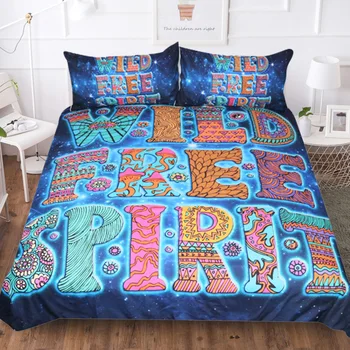 

Alphabet Starry Sky Pattern High Quality Home Textile Quilt Cover with 2 Pillowcase 3D Printing Bedding 3 Pcs Set and Sheet