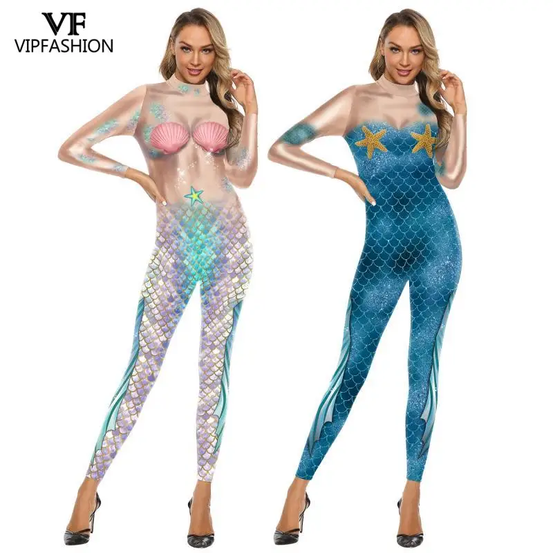 VIP новые модные Femme с принтом русалки комбинезоны вечерние танцевальные костюмы