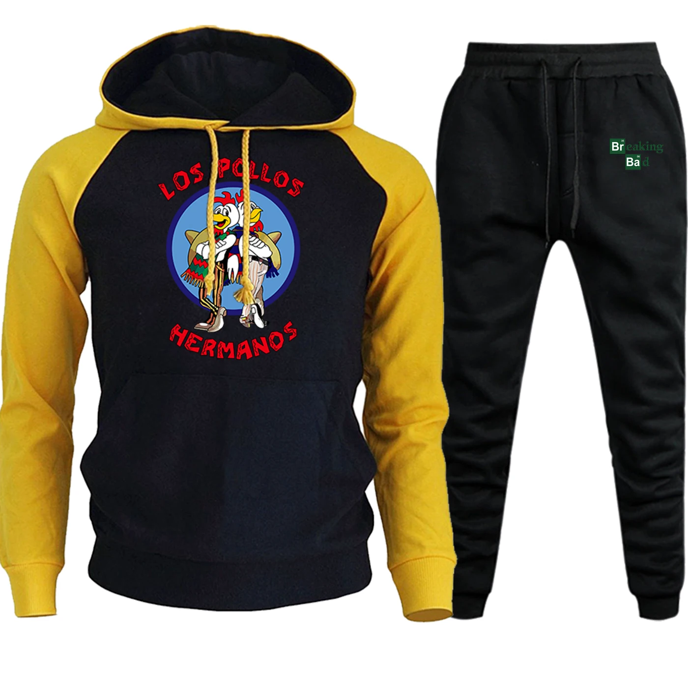 Breaking Bad Los Pollos Hermanos, реглан, мужская спортивная одежда с капюшоном, Осень-зима, флисовый повседневный костюм, мужская толстовка с капюшоном+ штаны, комплект из 2 предметов
