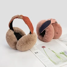 Зимние наушники с бантиком и ушками; милые плюшевые женские уши с бантиком; теплые плюшевые теплые милые защитные наушники