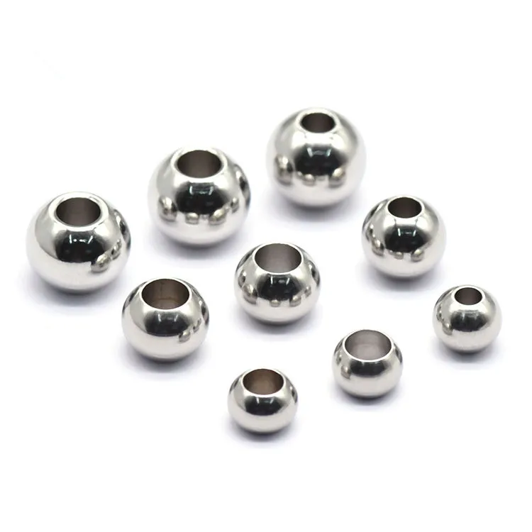 100Pcs Stainless Steel Ball Through Mail Eye Gold Loose Bead Diy Accessories Perforation Drilling Solid Steel Ball 2 3 4 5 6mm