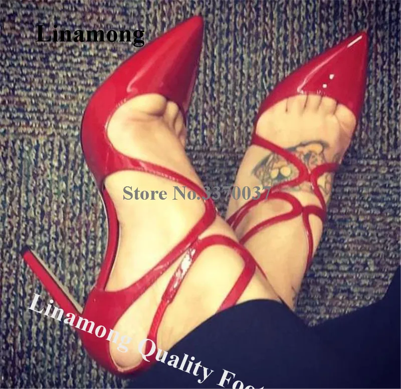 

Туфли-лодочки Linamong на шпильке, с острым носком, красного, золотистого, серебристого цветов