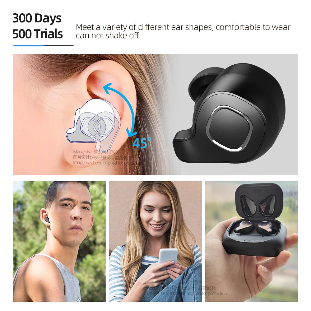 Наушники вкладыши AUN TWS с поддержкой Bluetooth 5 0 и зарядным футляром на 2600 мА ·