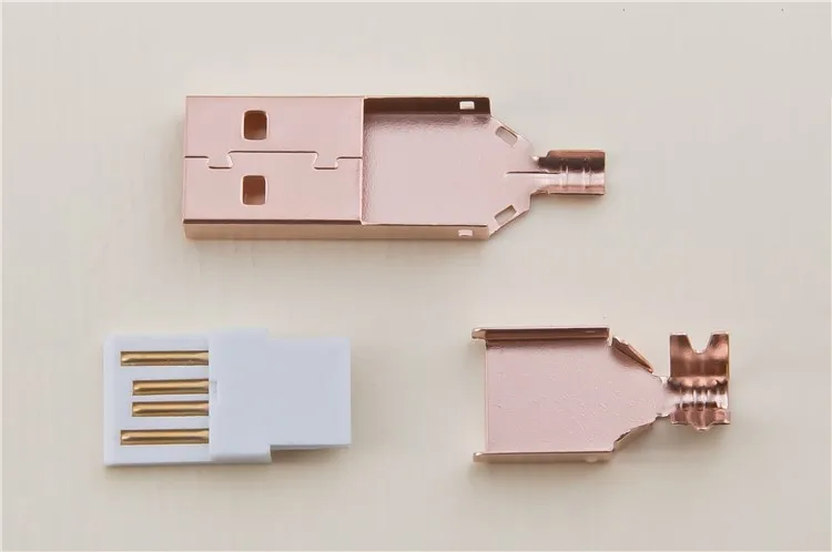 Позолоченная/Розовая USB штепсельная вилка типа А соответствующая Тройная
