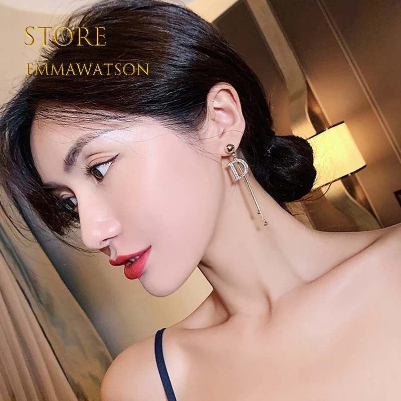 Vintage Glossy Arc Bar Long Thread Tassel Drop Earrings for Women Gold Color Fashion Jewelry Hanging Pendientes