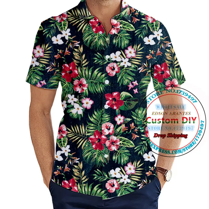 

Big Tall Men's Tropical Hawaiian Shirt Summer Flower Print Beach Aloha Party Holiday Party Shirts Unisex Custom Team Shirts 6XL