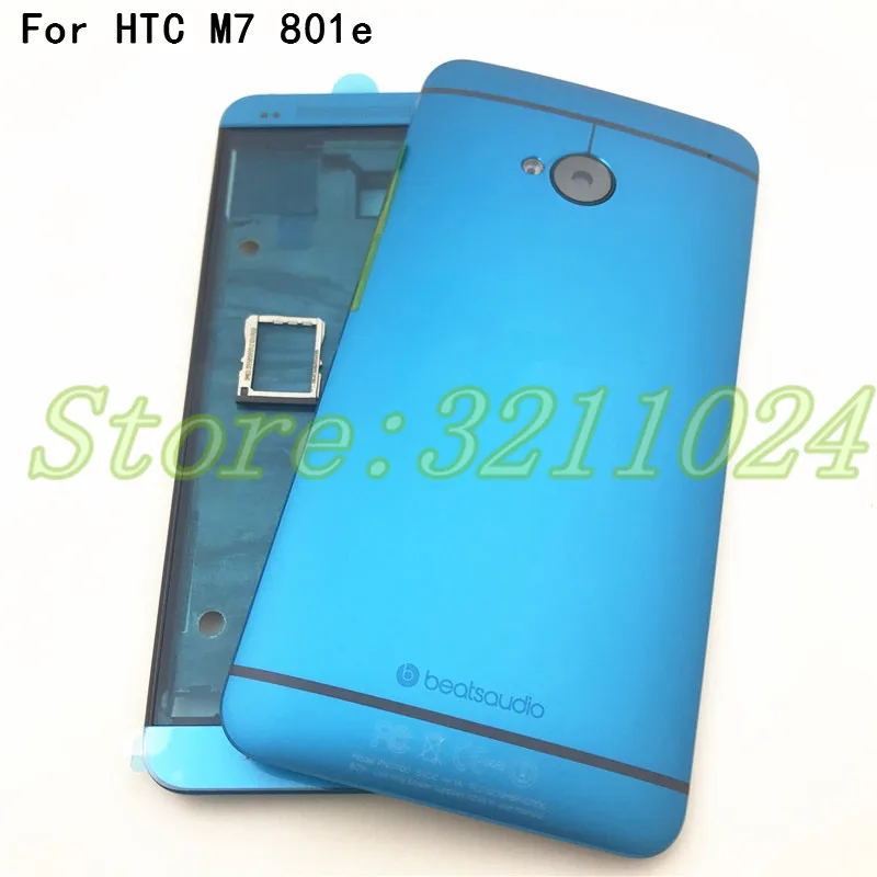 Для htc One M7 801e с одной sim-картой полный корпус Чехол шасси ЖК передняя рамка+ задняя крышка батарейного отсека и лоток для sim-карты
