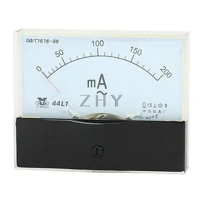 

Fine Turning Dial Panel Ammeter Tester AC 0 - 200mA Measuring Range 44L1