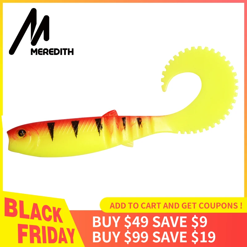 

MEREDITH 5pcs 110mm 8.2g Cannibal Curved Tail Fishing Lures Jerkbait Sea Big Bait Soft Lure Paddle Tail Silicon Bait Sea Fishing