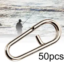 

75% Discounts Hot!50Pcs Stainless Steel Oval Fishing Tackle Tool Fast Link Clips Snap Interlock