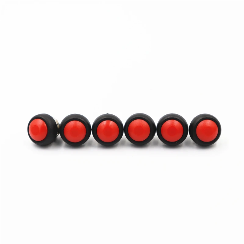 6PCS red 6 шт. PBS-33B кнопочный переключатель 12 мм маленький водонепроницаемый саморегулирующийся переключатель круглый выключатель питания без блокировки переключатель сброса Сферический - Цвет: 6PCS red