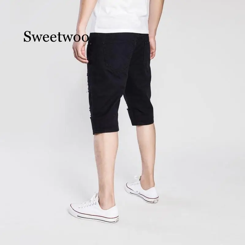 2020 New Men's Regular- Denim Short Jean Pants Summer Casual Hole Zipper  Mid Waist Shorts Men's Solid Jean Shorts