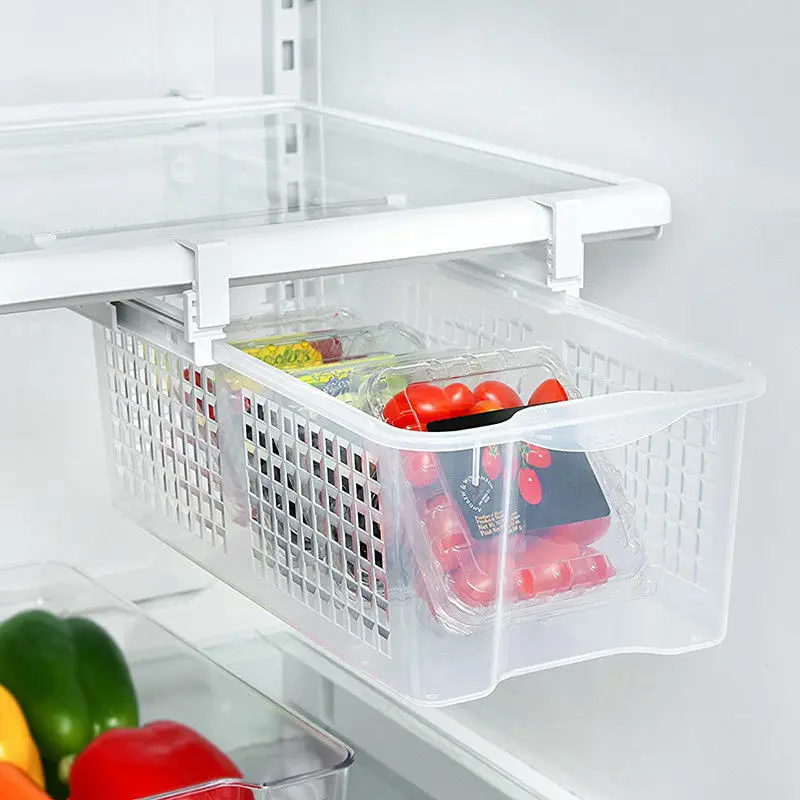 

Refrigerator Organizer Box Fridge Mate Refrigerator Pull Out Bin Food Storage Organizer Snap Containers Kititchen Accessories