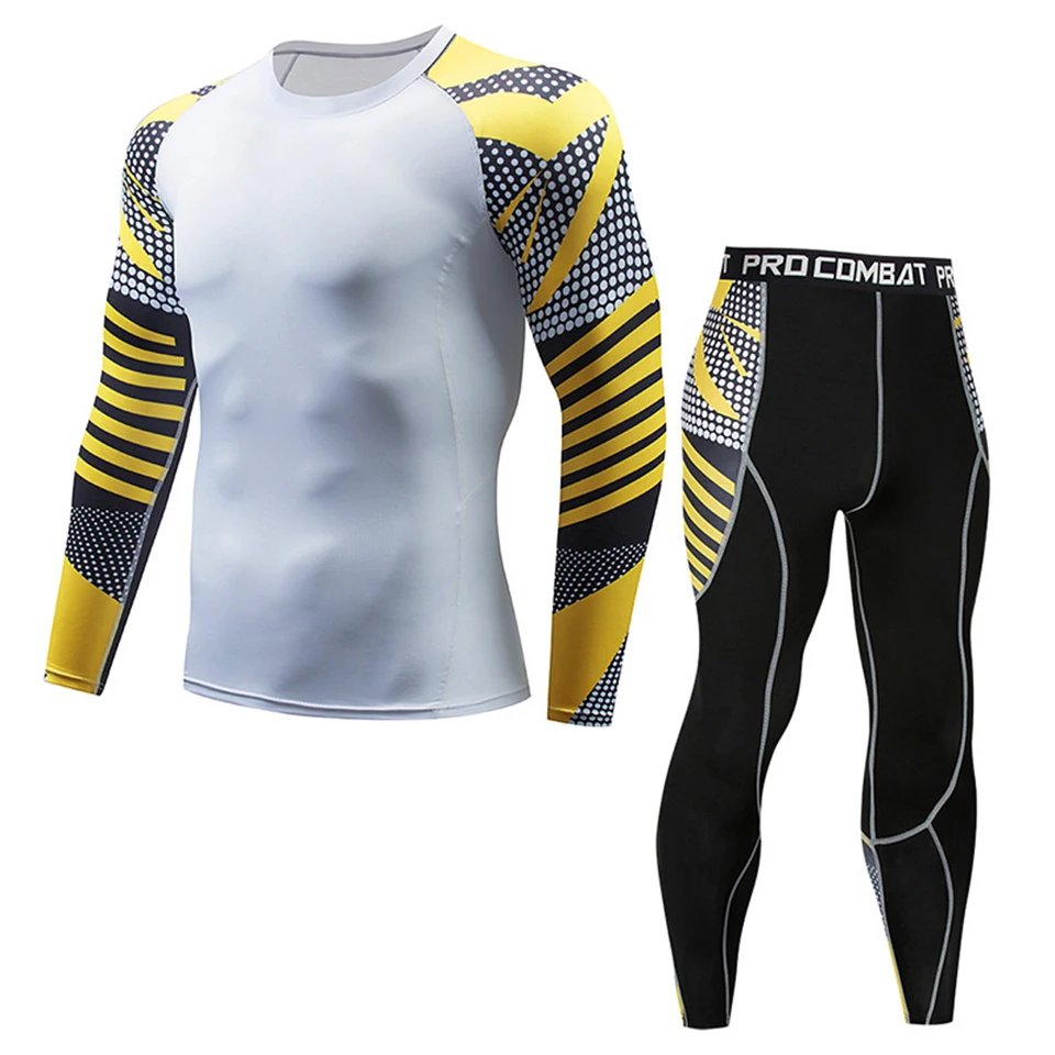Компрессионные комплекты Mma футболка Rashguard + штаны спортивный костюм для фитнеса