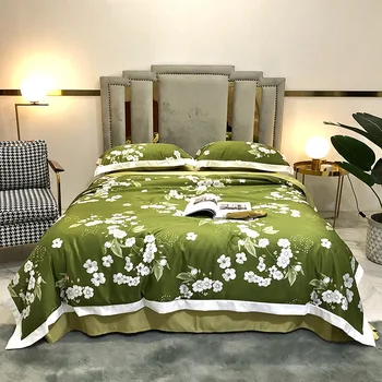 

Florals Summer Quilt Silky Air Conditioner Duvet Washable Luxury Quilted Summer Duvet Comforter Bed Quilt for Adults