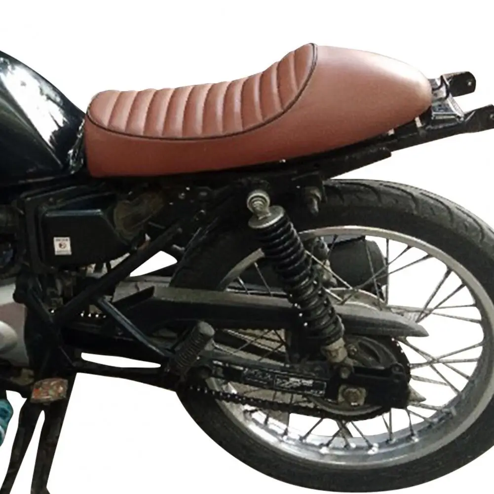 Motorcycle Seat Vintage Black/Brown Hump Brat Wear-Resistant Faux Leather Cafe Racer for Honda CG125 |