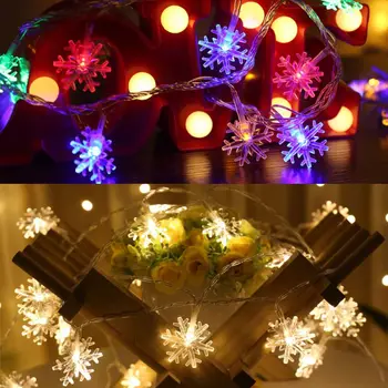 

3D 40 LEDs Snowflake String Light 8 Modes Christmas New Year Home Store Decor