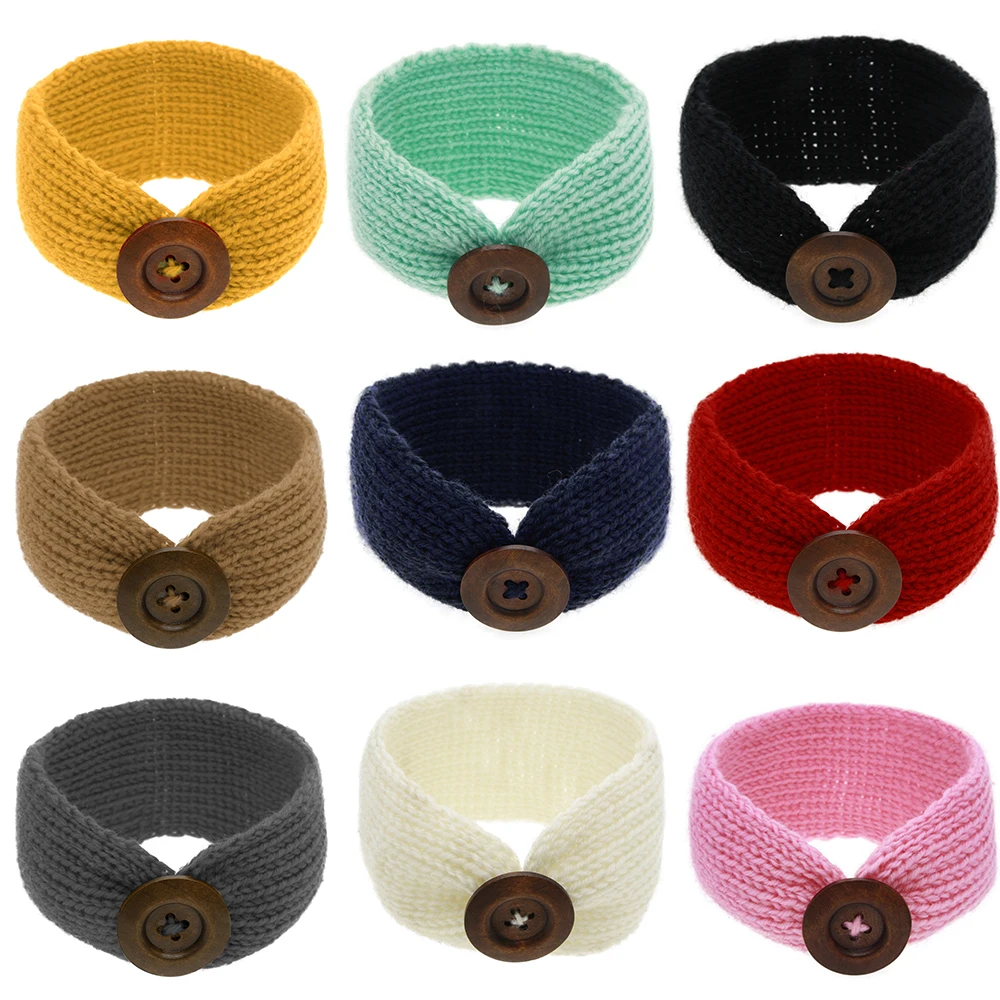 

Baby elastic headscarf knitted button headband suitable for toddler headwear