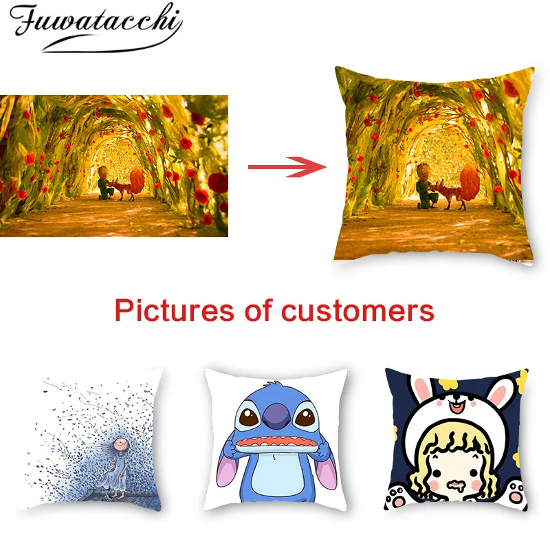 Fuwatacchiquare Sofa Bed Linen Cotton Pillowcase Owl Cartoon Cat Printed Print Pattern Pillow Seat Cushion DIY Little Prince Fox | Дом и сад