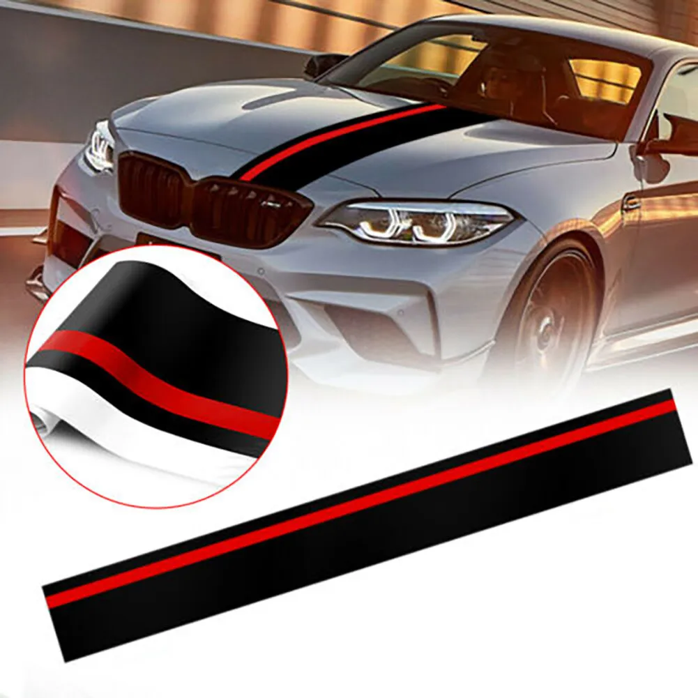 Matt Schwarz Rot Rally Auto Aufkleber Streifen Racing Styling Auto Körper  Front Hood Trim Streifen Aufkleber Für BMW Mercedes Honda jeep Mazda -  AliExpress