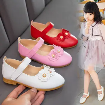 

Baby Girls Shoes Kids Soft bottom flower Princess Shoes for little Girls chaussure fille kids Single shoes red pink white 1-14T