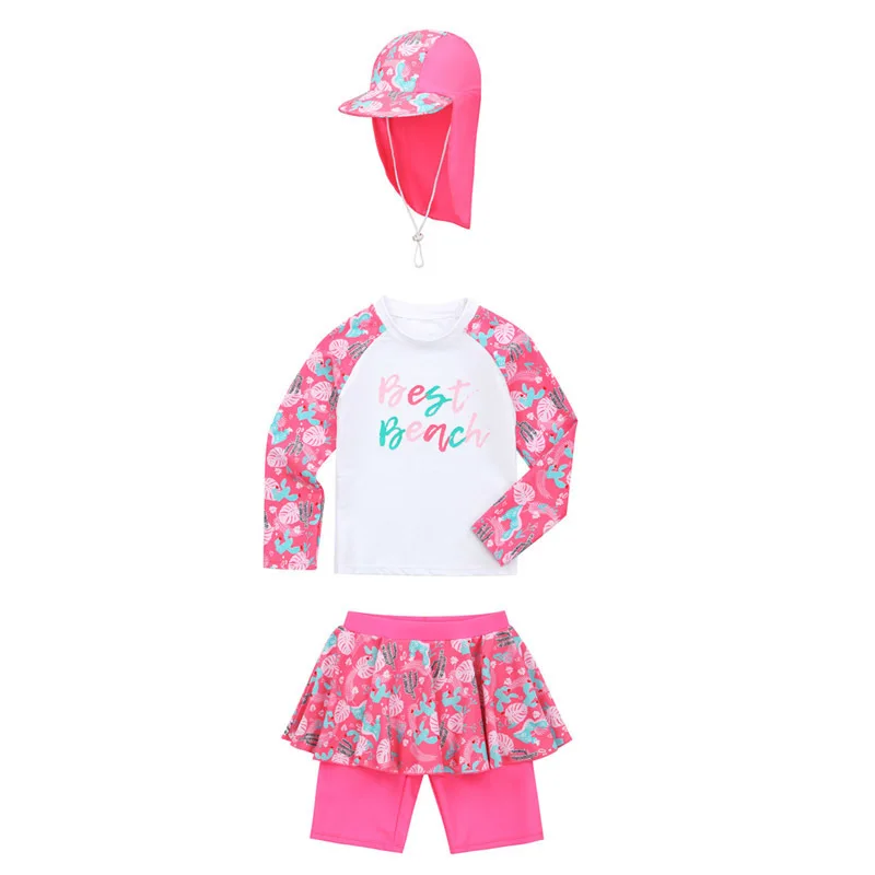 Baby Clothing Female Child Swimwear Bikini Rash Guard Kids Guards Children Girls Indoor Outdoor Split Fake Two Piece Shorts