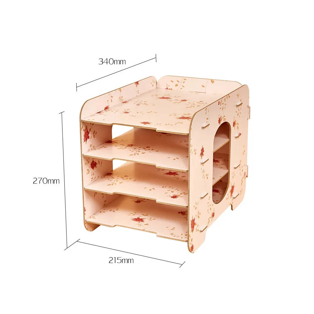 

Desk Organizer Organizador 4 Compartments Desktop File Organizer Sorter Wood Document Holder Storage Shelf for Office School
