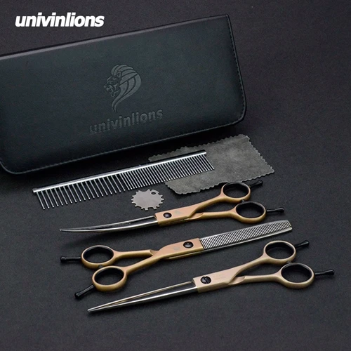 Pet Scissors Kit " Pet Dog втулки Ножницы Набор для стрижки домашних животных ножницы для собак анимированные кошки прямые и истончающие и изогнутые ножницы из нержавеющей стали - Цвет: Pet Scissors Kit