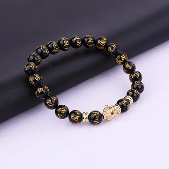 New Fashion Natural Stone Tibetan Buddha Charm Beaded Bracelet Women Men