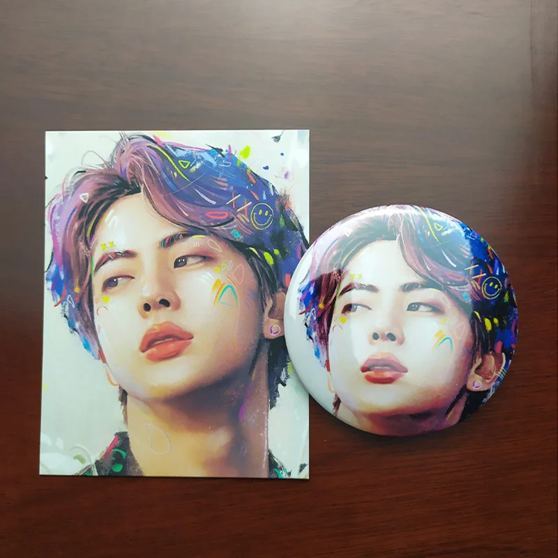 JIN Kpop Bangtan мальчики 58 мм зеркало карманное зеркало ЛОМО карта макияж зеркальная живопись карта душа Persona JUNG KOOK JIN FH238 - Цвет: JIN