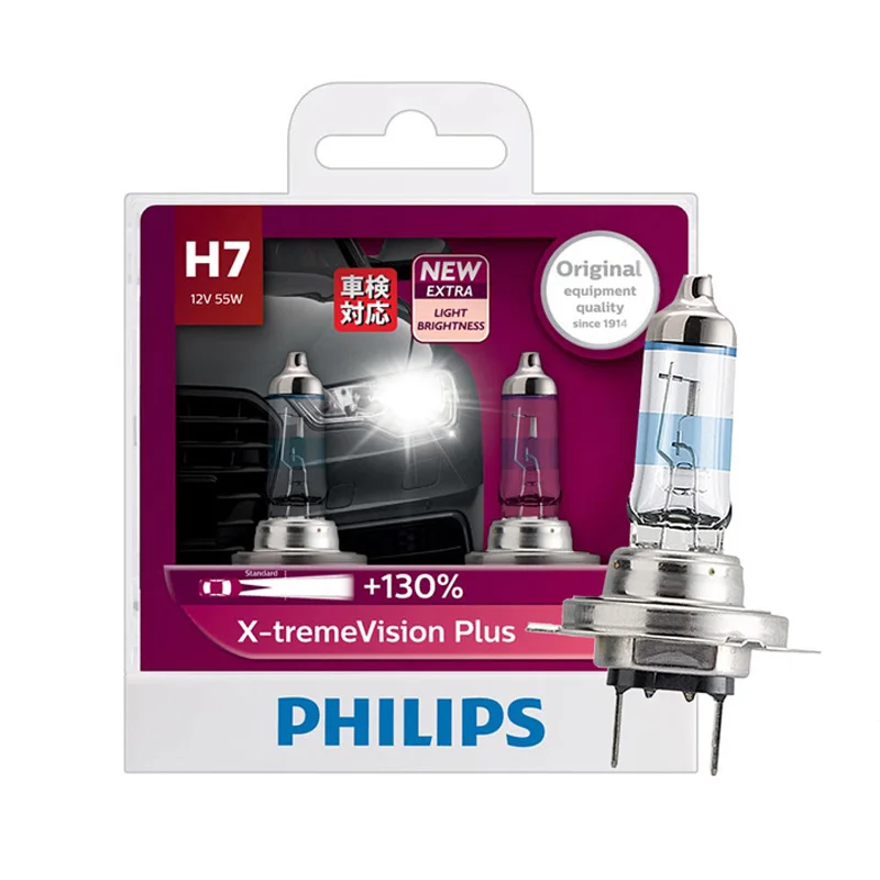 Philips H1 H4 H7 9003 12V X-treme Vision Plus ксеноновый яркий белый светильник, автомобильный галогенный головной светильник, лампа для автомобиля, 130% ярче