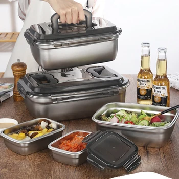 

New Korean Lunch Box Induction Cooker Heating Lunch Box Kitchen Accessories 304 Stainless Steel