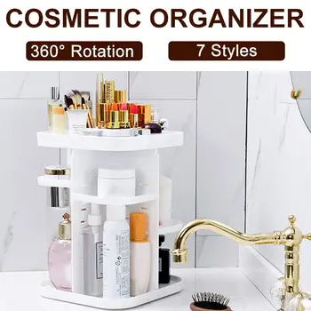 

360Rotating DIY Dressing Cosmetic Storage Box Women Bathroom Cosmetics Box Large Makeup Organizers Skin Care Jewelry Drawer
