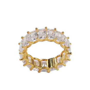 

Zircon ring cross-border new personality ladder cubic zirconium plating hip-hop ring