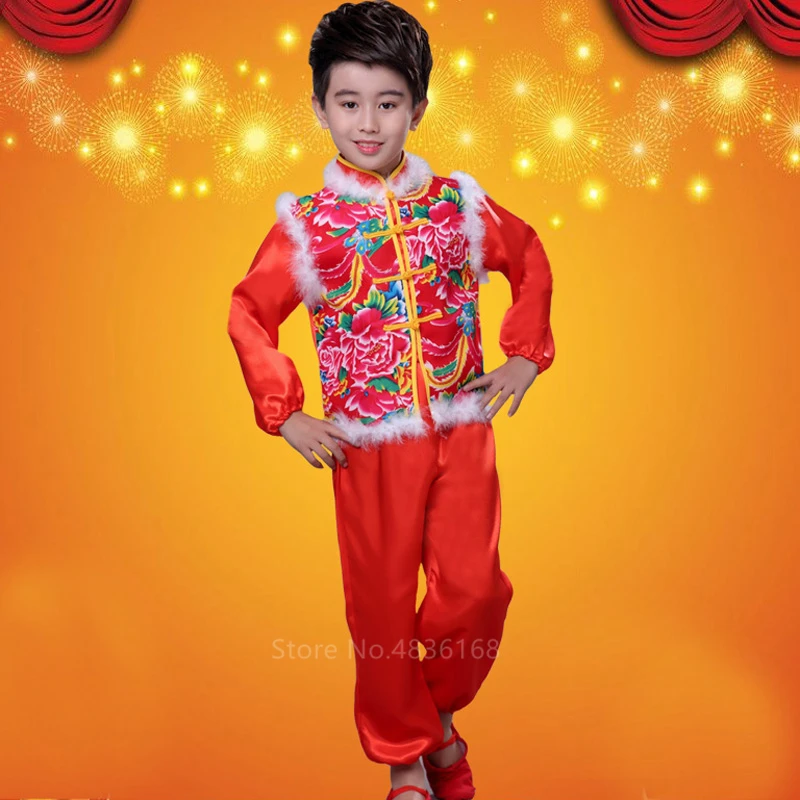 Китайский топ, красный костюм, блузка традиционная китайская одежда для мужчин, куртка для маленьких мальчиков и девочек одежда на год Одежда для танцев, кунг-фу - Цвет: Color4