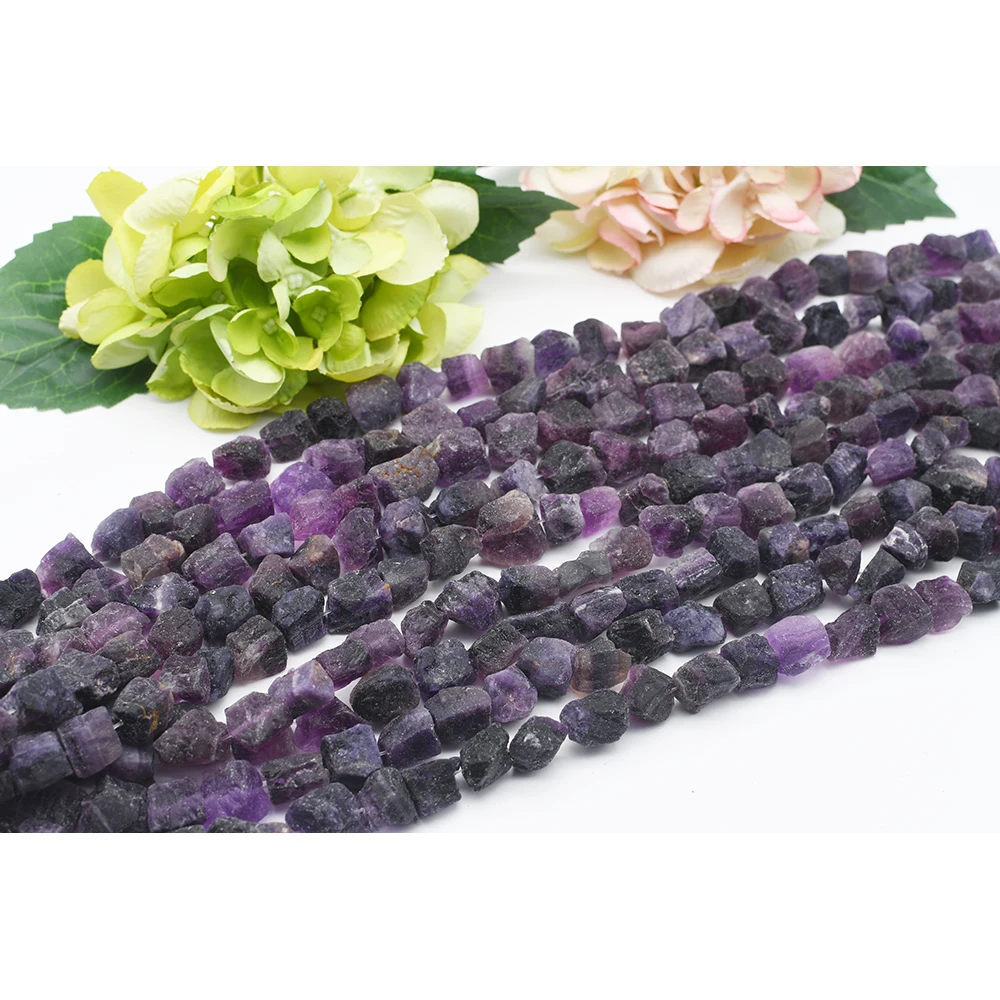 11-13x15-18mm AAAA Natural Amethyst rectangle Rough Original stone Beads For DIY necklace bracelet jewelry 15 