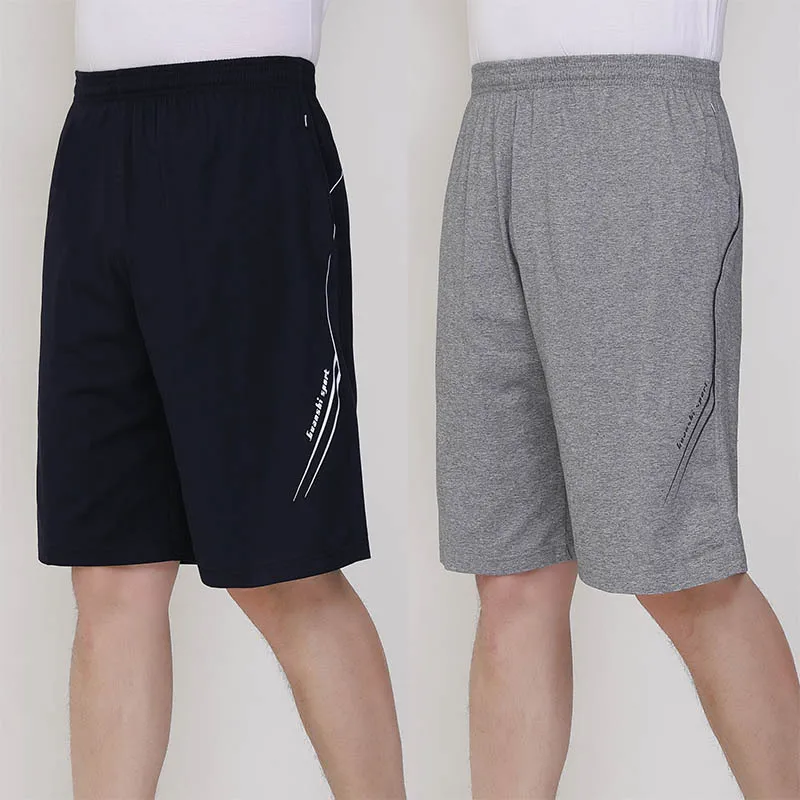 

Large Size Sports Shorts Men's Outer Wear Loose-Fit Shorts Pure Cotton Young And Middle-aged Large Trunks Knitted Running Bermud