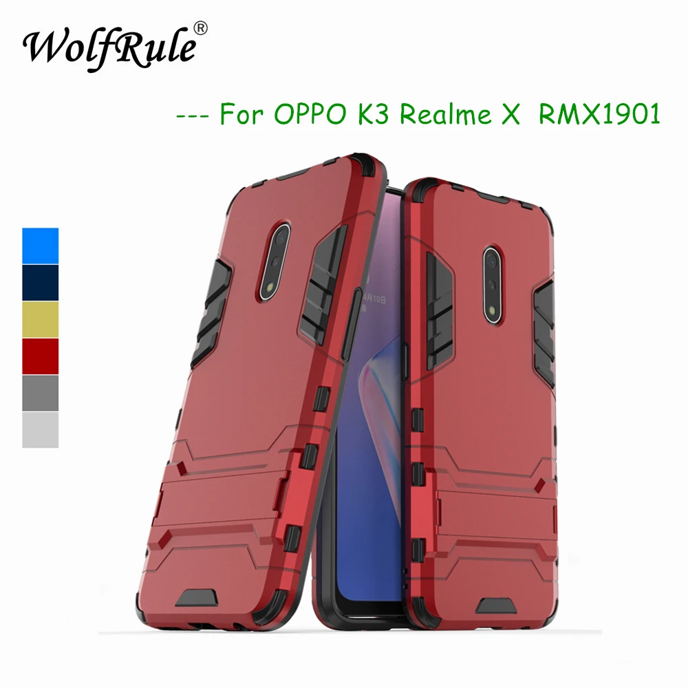 For OPPO K3 Phone Cases Realme X Cover Soft Silicone + Plastic Kickstand Fitted Case For OPPO K3 / Realme X Case Funda Shell