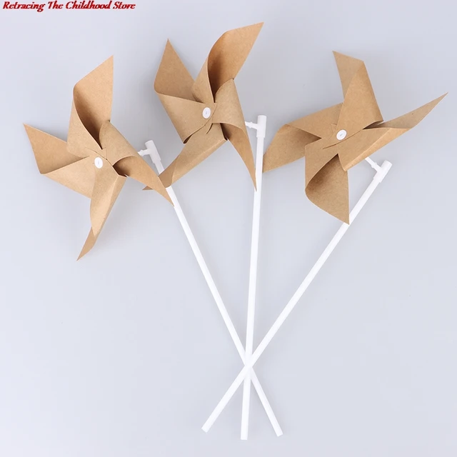 3Pcs Paper Party Pinwheels Craft Windmill Vintage Style Craft Toys Wind Spinners 1