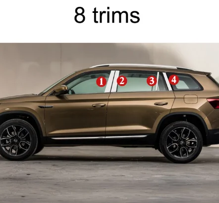 8 pcs trims 2 Нержавеющая сталь окна автомобиля планки для skoda kodiaq - Цвет: 8 pcs trims 2