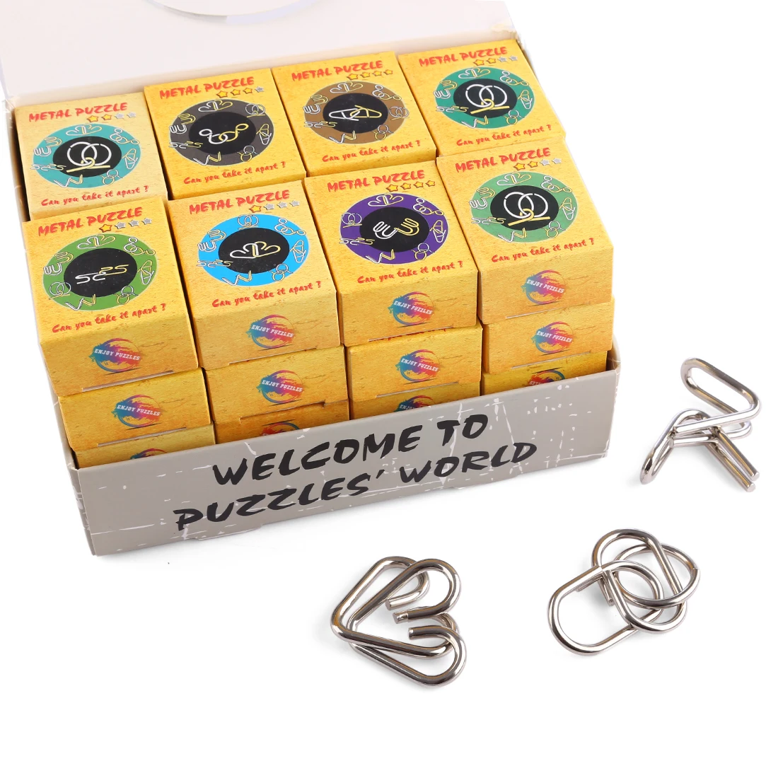 

32Pcs Classic Intelligent Montessori Metal Wire Puzzle Baffling Brain Teaser Magic Rings Game Toys for Adult Children Kids Gifts