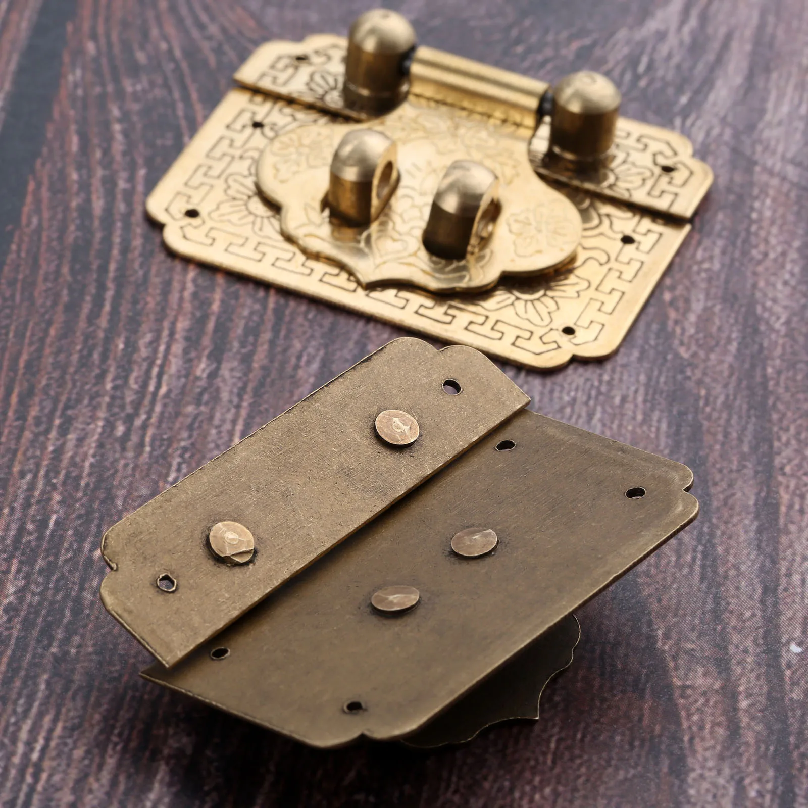 1Pc Antique Bronze Brass Decorative Wood Case Box Hasp Closure Jewellery Box Lock Buckle Latch 50*40mm