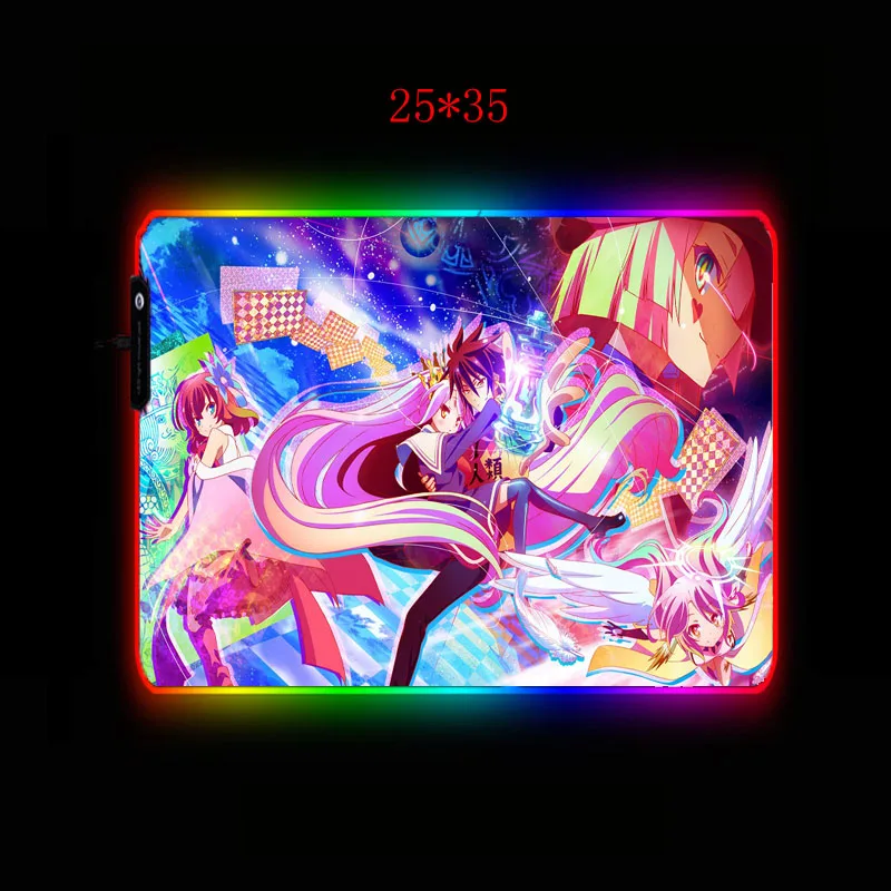 XGZ No Game No Life игровой коврик для мыши RGB большой коврик для мыши геймер коврик для мышки в стиле аниме компьютерный коврик для мыши светодиодная подсветка клавиатура Настольный коврик